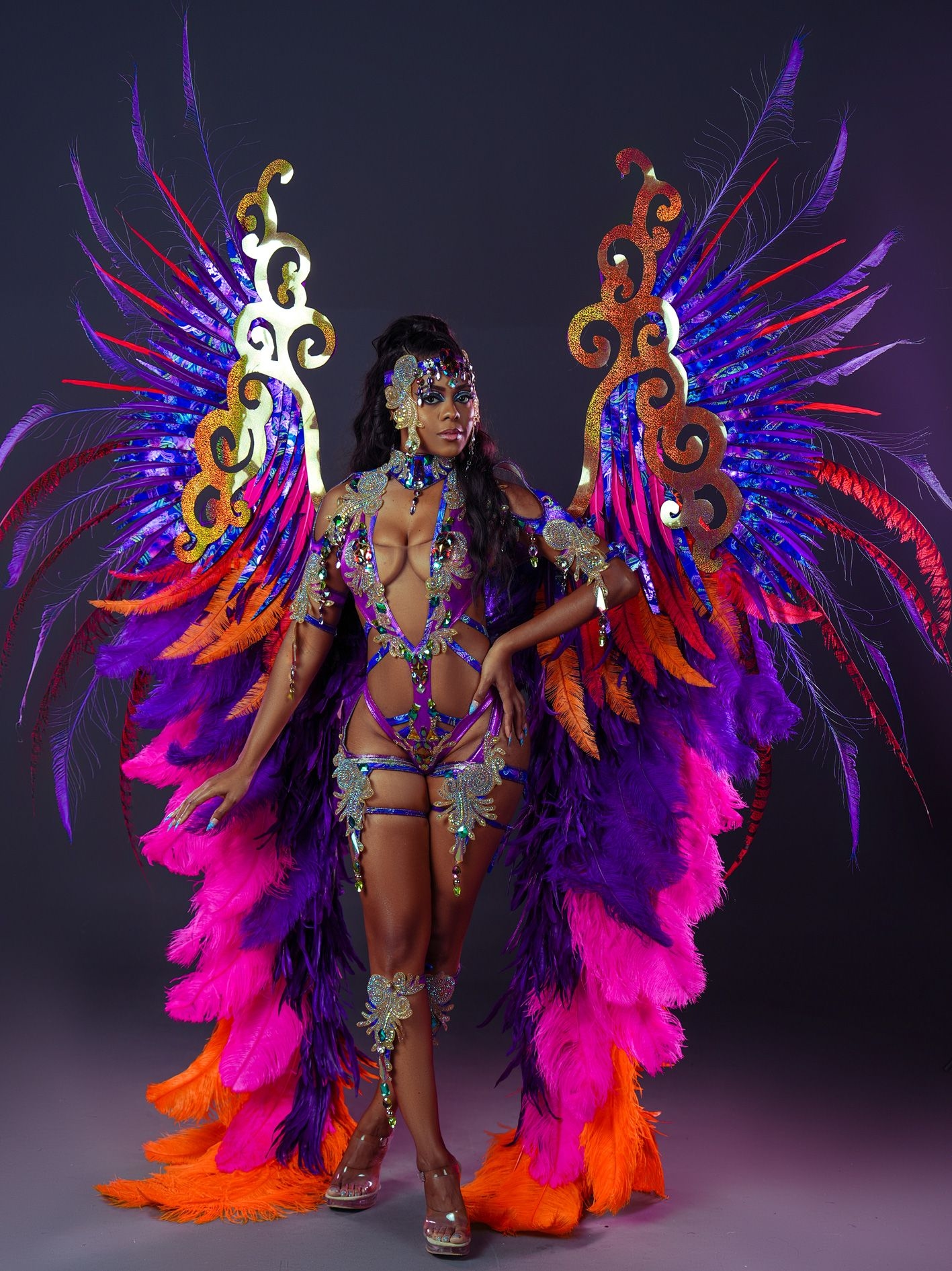 belle Frontline Bodywear with Large Backpack in Paparazzi Carnival, trinidad-carnival - 2025