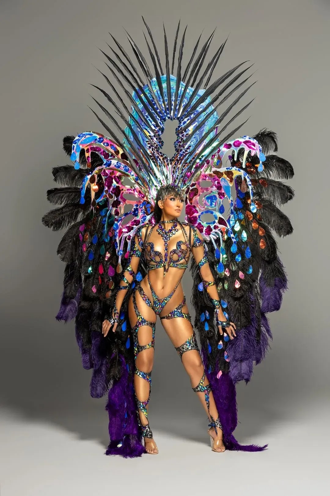 brea Wire Bra & Slingshot Panty with Large Backpack, Halo & Tail in Spirit Mas, trinidad-carnival - 2025